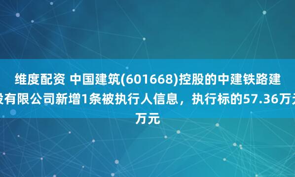 维度配资 中国建筑(601668)控股的中建铁路建设有限公司新增1条被执行人信息，执行标的57.36万元
